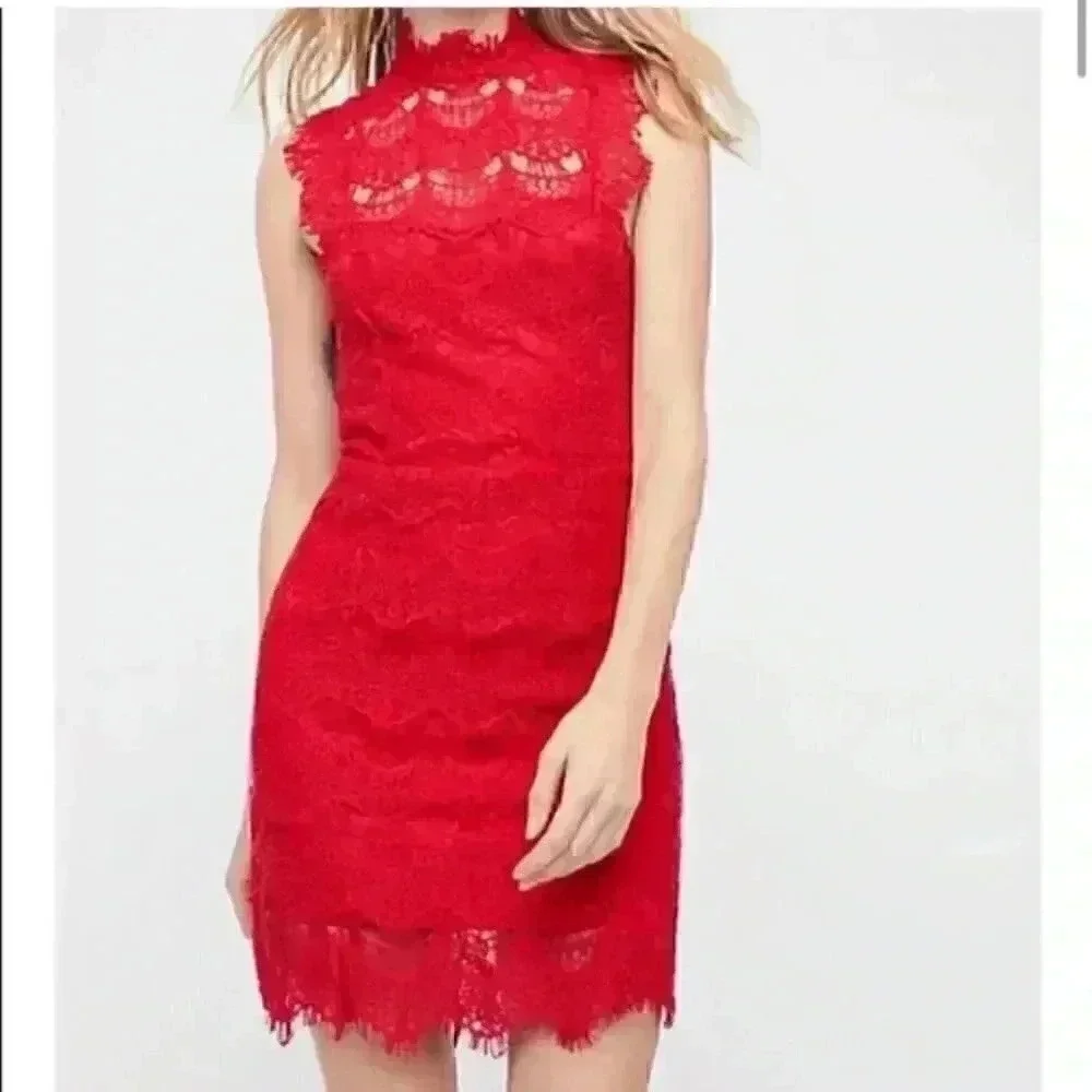 New with tags Free people daydream bodycon lace cherry red dress in size large - Picture 6 of 9